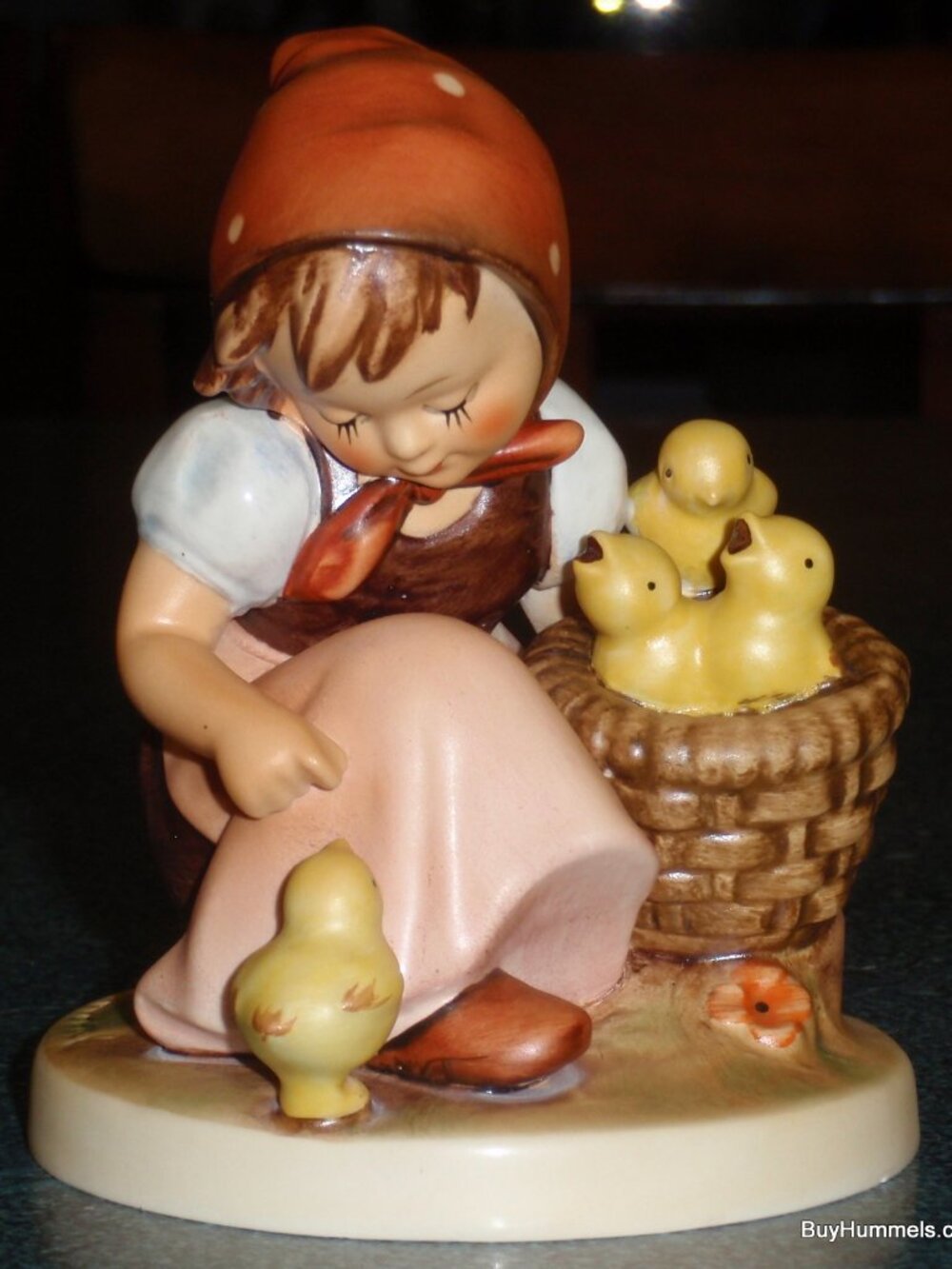 "Chick Girl" Hummel Figurine #57/I TMK5 Girl Feeding Chicks RARE LARGE VERSION!